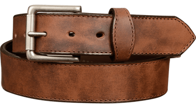 The Rockefeller: Brown Stitched Oil Tanned With Scalloped Ends 1.50" - Bullhide Belts