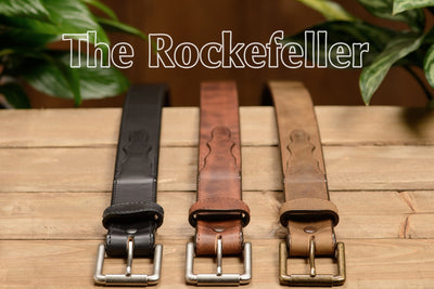 The Rockefeller: Black Stitched Oil Tanned With Scalloped Ends 1.50" - Bullhide Belts