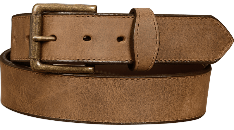 The Rockefeller: Rustic Tan Stitched Oil Tanned With Scalloped Ends 1.50" - Bullhide Belts