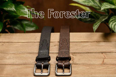 The Forester: Men's Black Stitched American Bison With Scalloped Ends Leather Belt 1.50" - Bullhide Belts