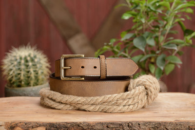 The Rockefeller: Rustic Tan Stitched Oil Tanned 1.50" - Bullhide Belts