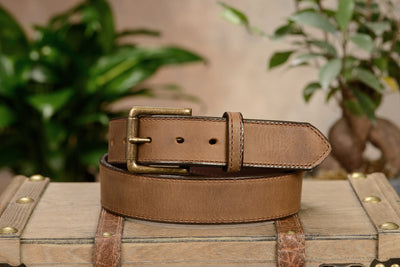 The Rockefeller: Rustic Tan Stitched Oil Tanned 1.50" - Bullhide Belts