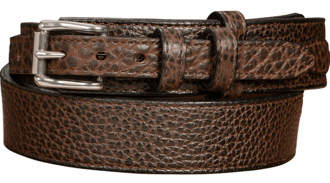 thumbnail image 2 of TheBeltShoppe.com Full Grain Bison Leather Ranger Belt Strap – Dark Brown, Made In USA 2 of 5