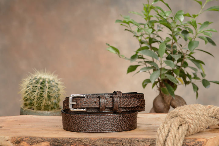 The Forester: Men's Brown Stitched American Bison Ranger Leather