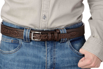 The Forester: Men's Brown Stitched American Bison Ranger Leather Belt 1.50" - Bullhide Belts