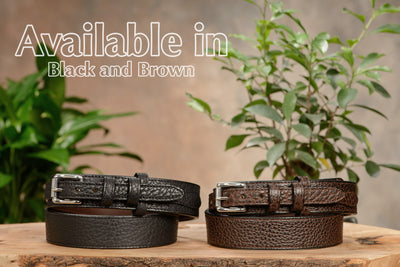 The Forester: Men's Brown Stitched American Bison Ranger Leather Belt 1.50" - Bullhide Belts