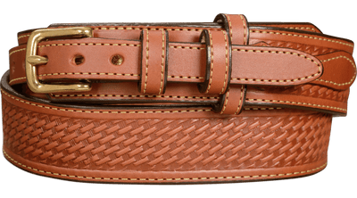 The Walker: Chestnut Brown Stitched Basket Weave Ranger 1.50" - Bullhide Belts
