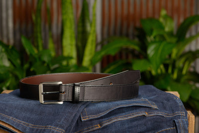 The Stallion: Black Stitched Italian Leather 1.50" - Bullhide Belts