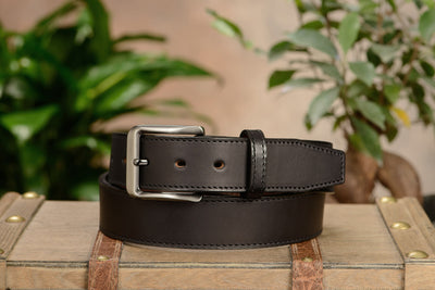 The Stallion: Black Stitched Italian Leather 1.50" - Bullhide Belts