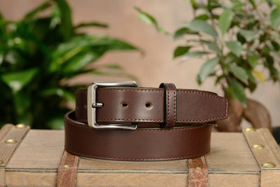 The Stallion: Brown Stitched Italian Leather 1.50" - Bullhide Belts