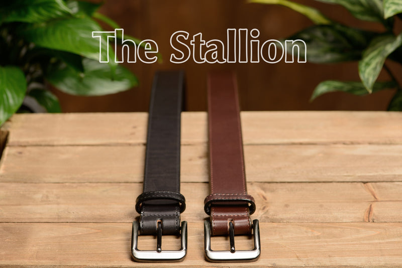 The Stallion: Black Stitched Italian Leather 1.50" - Bullhide Belts