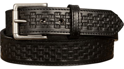 The Maverick: Black Stitched Basket Weave 1.50" - Bullhide Belts