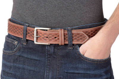 The Maverick: Hot Dipped Tan Stitched Basket Weave 1.50" - Bullhide Belts