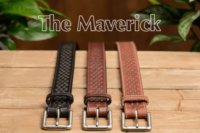 The Maverick: Brown Stitched Basket Weave 1.50" - Bullhide Belts