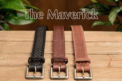 The Maverick: Hot Dipped Tan Stitched Basket Weave 1.50" - Bullhide Belts