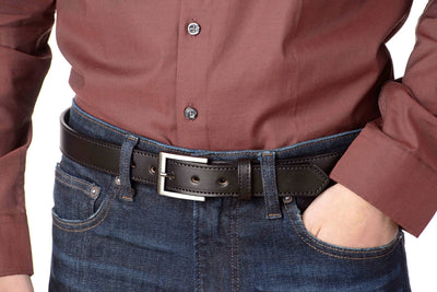 The Admiral: Men's Black Stitched Leather Belt 1.19" - Bullhide Belts