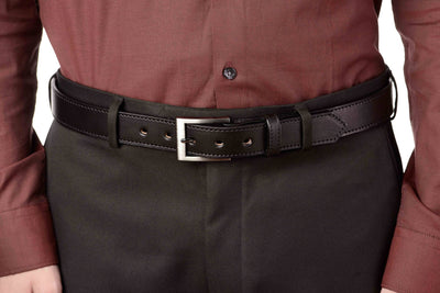 The Admiral: Men's Black Stitched Leather Belt 1.19" - Bullhide Belts