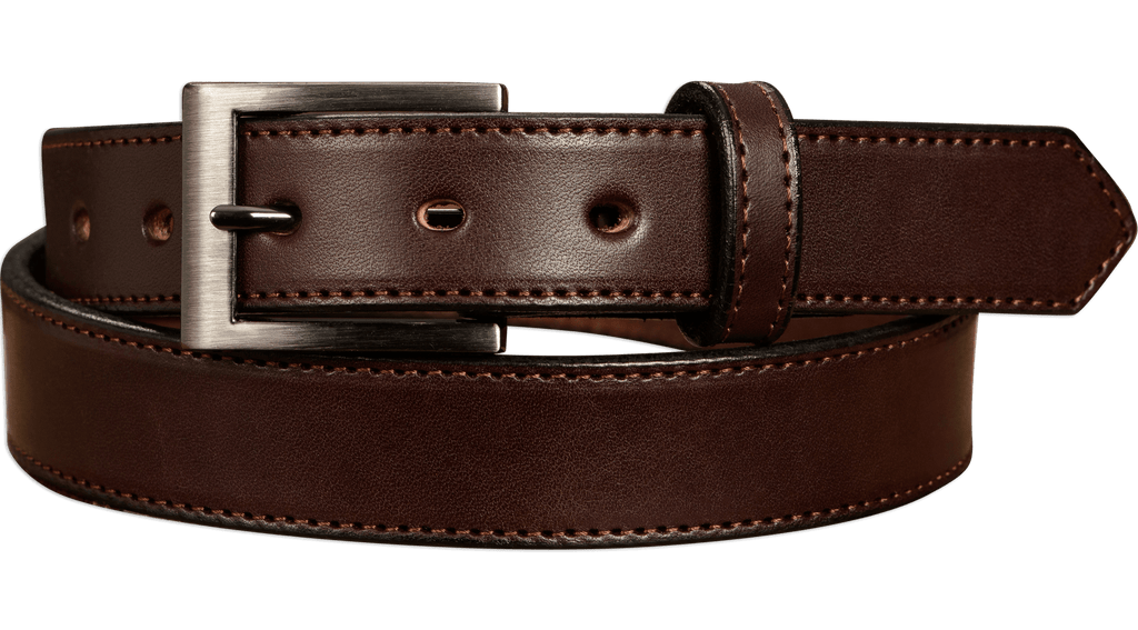 The Admiral: Dark Chocolate Brown Stitched Leather Belt 1.25