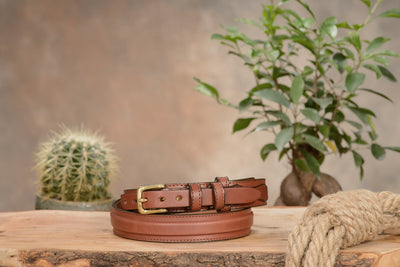 The Walker: Medium Brown Stitched Ranger 1.25" - Bullhide Belts