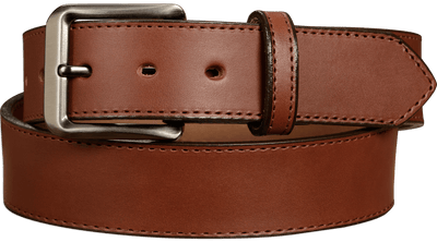 The Admiral: Men's Medium Brown Stitched Leather Belt 1.50" - Bullhide Belts