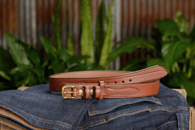 The Walker: Medium Brown Stitched Ranger 1.50" - Bullhide Belts