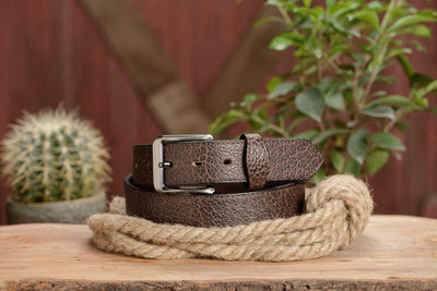 The Forester: Men's Brown Stitched American Bison Leather Belt 1.50" - Bullhide Belts