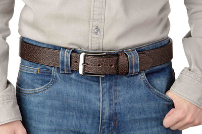 The Forester: Men's Brown Stitched American Bison Leather Belt 1.50" - Bullhide Belts