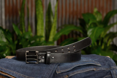 The Viper: Black Stitched Double Prong Max Thick 1.50" - Bullhide Belts