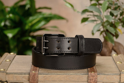 The Viper: Black Stitched Double Prong Max Thick 1.50" - Bullhide Belts