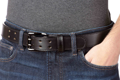 The Viper: Black Stitched Double Prong Max Thick 1.50" - Bullhide Belts