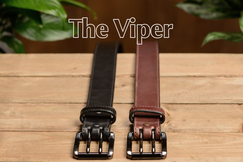 The Viper: Black Stitched Double Prong Max Thick 1.50" - Bullhide Belts