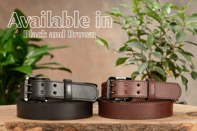 The Viper: Brown Stitched Double Prong Max Thick 1.50" - Bullhide Belts