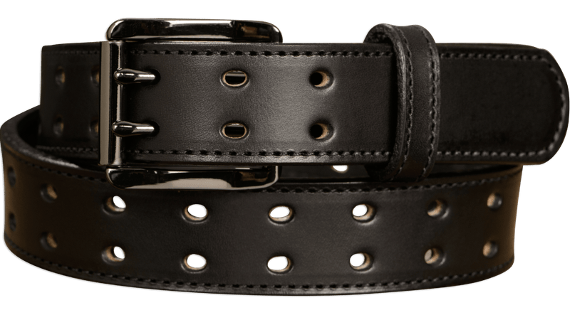 The Holey Bull: Black Stitched Double Prong Max Thick 1.50" - Bullhide Belts