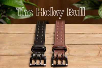 The Holey Bull: Black Stitched Double Prong Max Thick 1.50" - Bullhide Belts