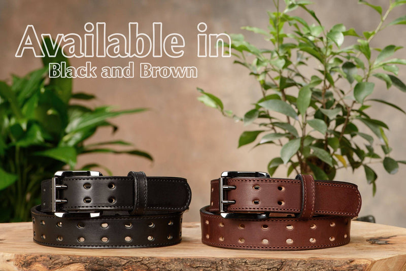 The Holey Bull: Black Stitched Double Prong Max Thick 1.50" - Bullhide Belts