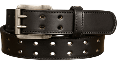 The Holey Bull: Black Stitched Double Prong Max Thick 1.50" - Bullhide Belts