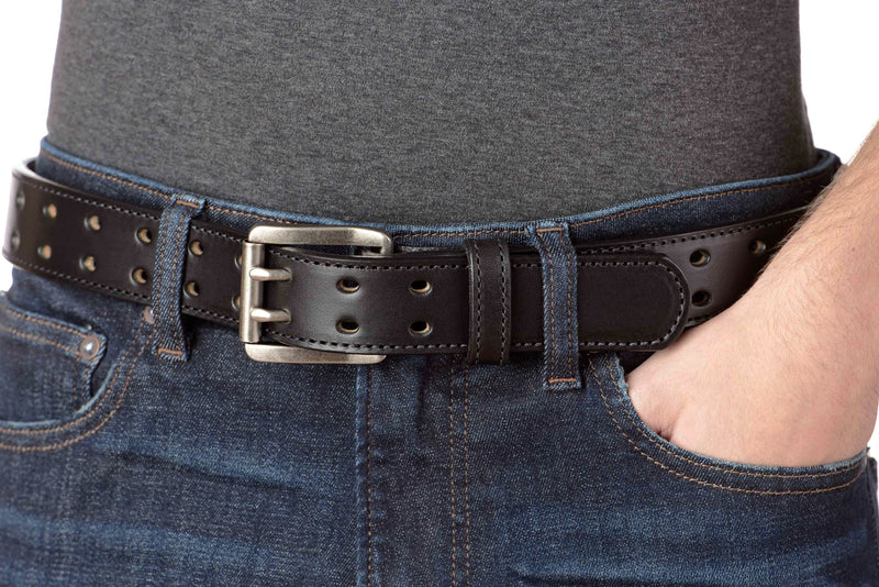 The Holey Bull: Black Stitched Double Prong Max Thick 1.50" - Bullhide Belts