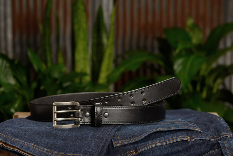 The Viper: Black Stitched Double Prong Max Thick 1.50" - Bullhide Belts