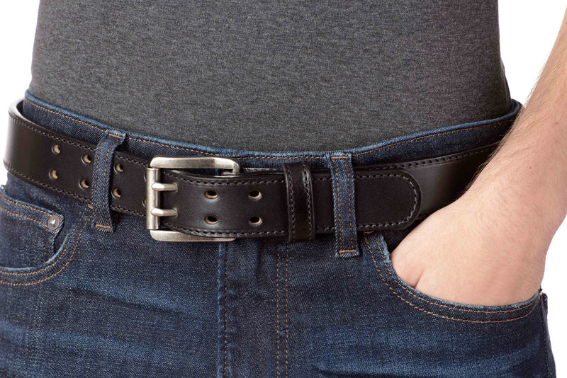 The Viper: Black Stitched Double Prong Max Thick 1.50" - Bullhide Belts