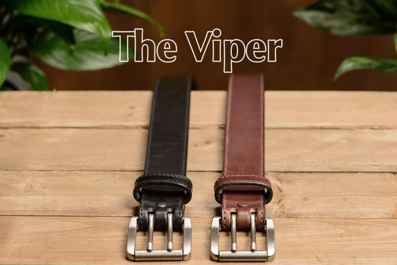 The Viper: Brown Stitched Double Prong Max Thick 1.50" - Bullhide Belts