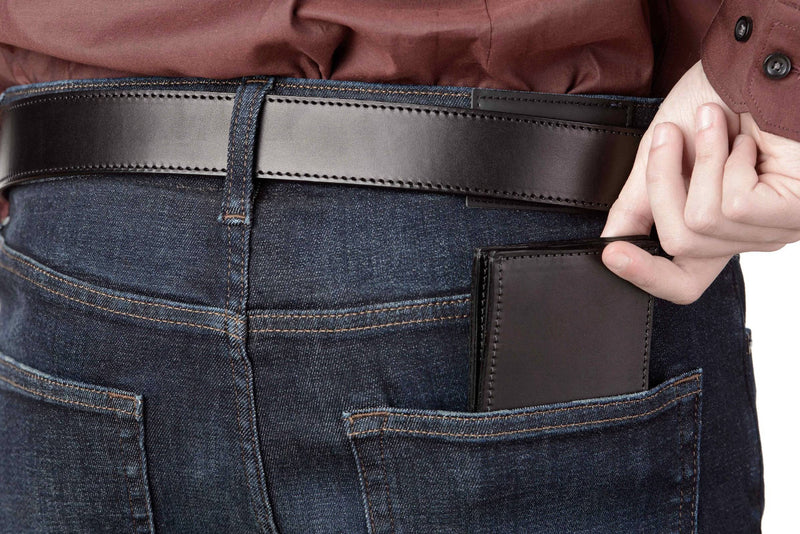 Black Premium Leather Bifold Wallet With Flip Up ID Window - Bullhide Belts