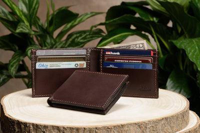 Brown Premium Leather 6 Card Slot Bifold Wallet - Bullhide Belts