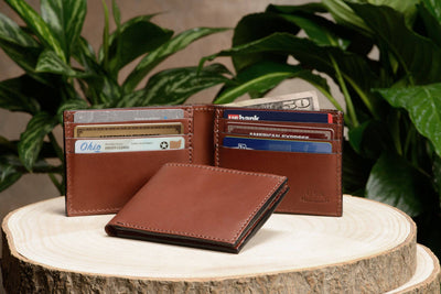 Medium Brown Premium Leather 6 Card Slot Bifold Wallet - Bullhide Belts