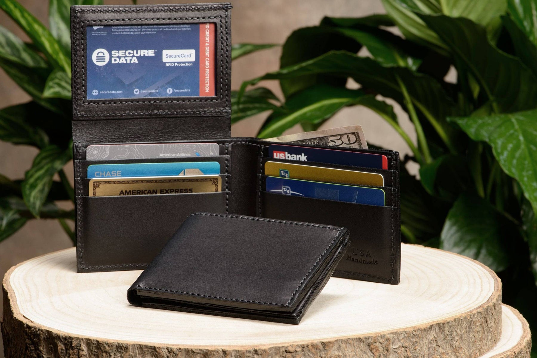 Black Premium Leather Bifold Wallet With Flip Up ID Window ...