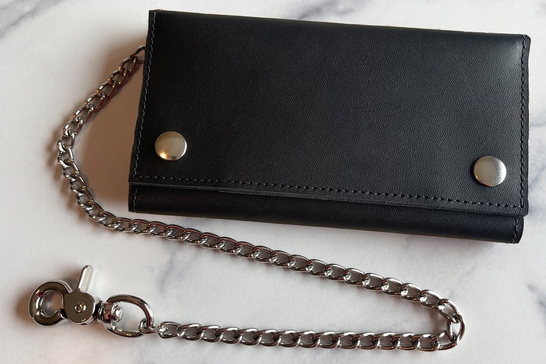 Black Premium Leather Biker Chain Wallet With ID Window – BullhideBelts.com