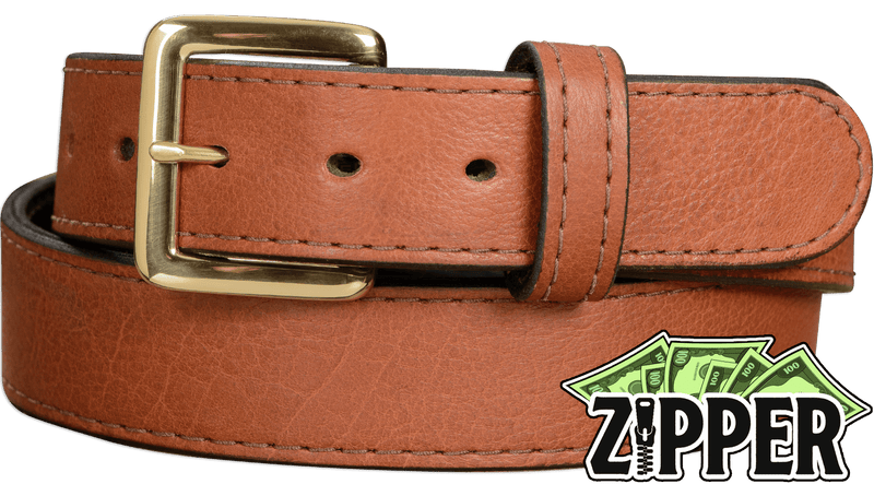 Brown American Bison Money Belt With 25 Zipper – Bullhide Belts