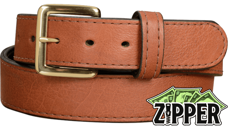 Brown American Bison Money Belt With 25" Zipper - Bullhide Belts