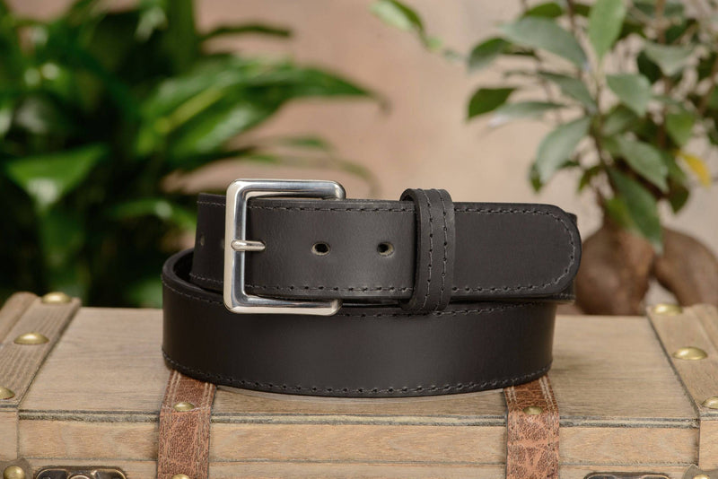 Black English Bridle Leather Money Belt With 25" Zipper - Bullhide Belts