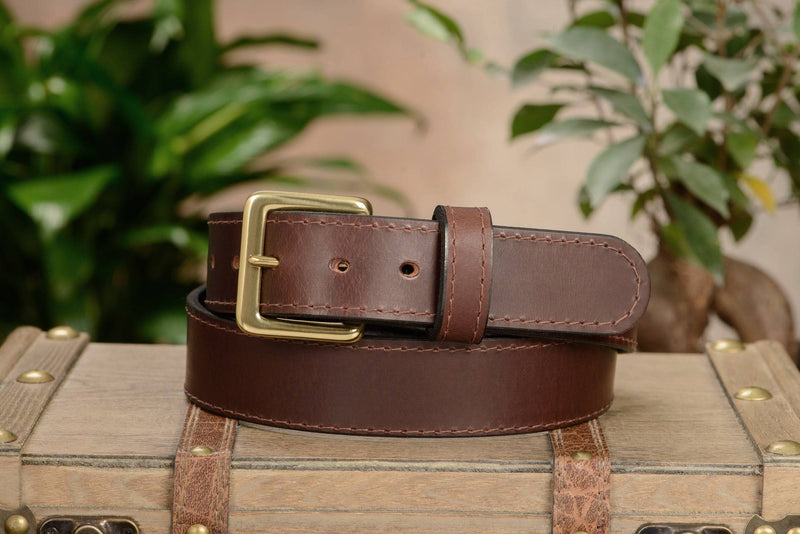 Brown English Bridle Leather Money Belt With 25" Zipper - Bullhide Belts