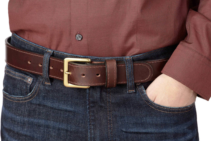Brown English Bridle Leather Money Belt With 25" Zipper - Bullhide Belts